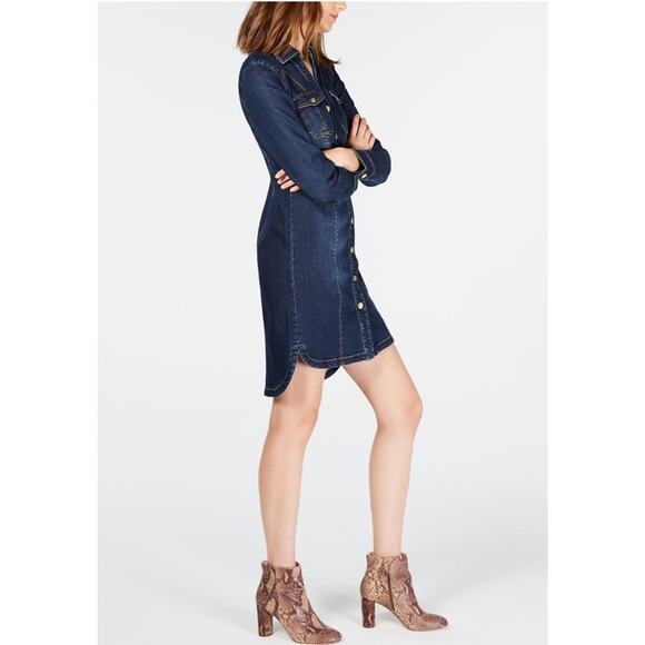 INC International Concepts Dresses & Skirts - Denim Button Front Shirt Dress Casual Long Sleeve Size 8